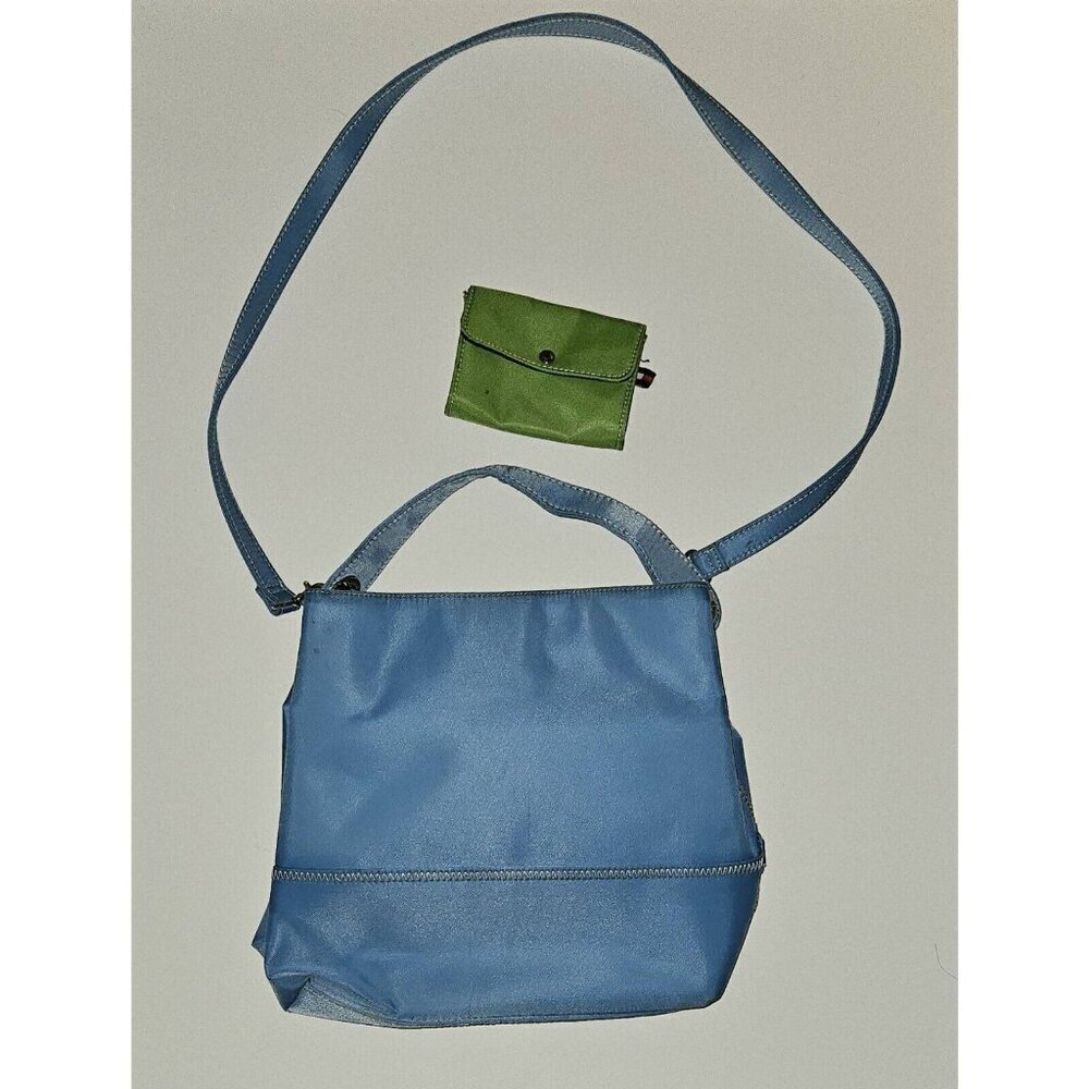 Tommy Hilfiger Purse + Wallet Set Shoulder/Hand Bag Aqua Blue Lime Green (spots)